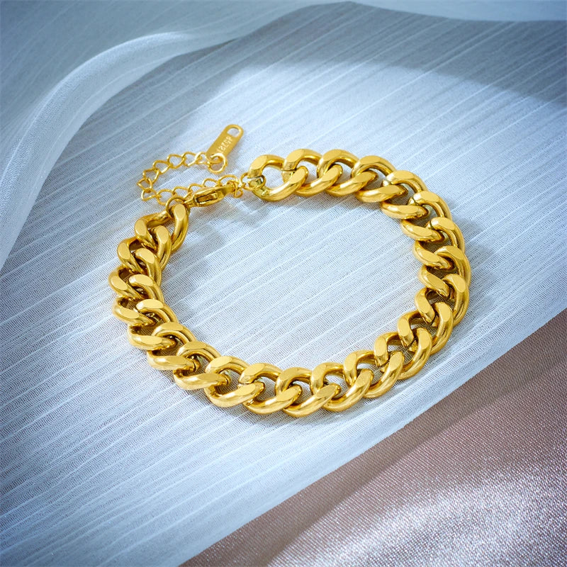 Cantana Cuban Link Bracelet / 18K Gold Plated - Nina Kane Jewellery