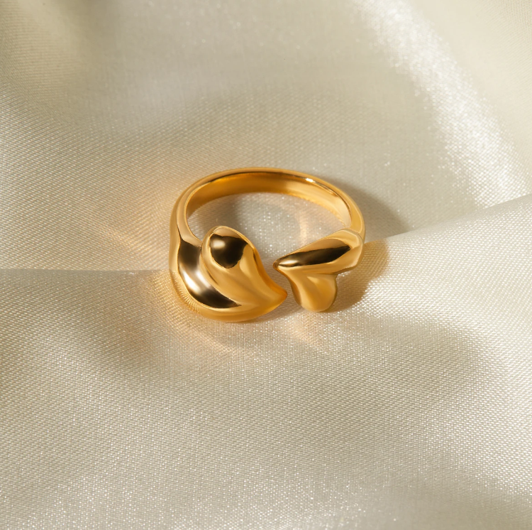 Ella Double Hearts Ring / 18K Gold Plated - Nina Kane Jewellery