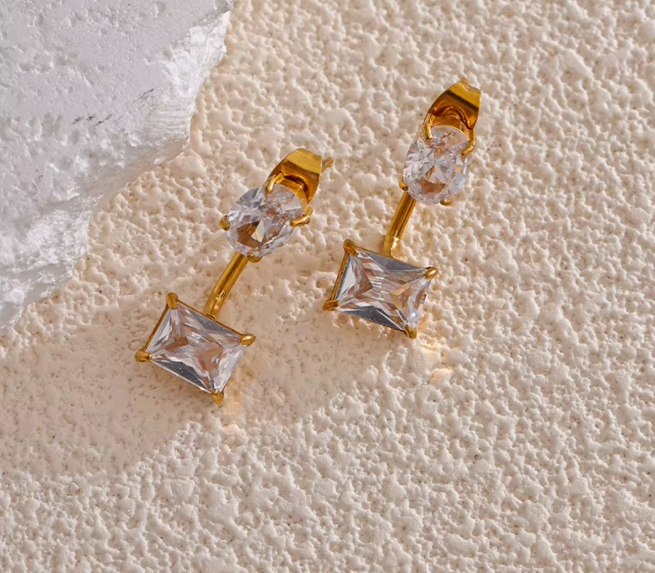 Christa Cubic Zirconia Earrings / 18K Gold Plated - Nina Kane Jewellery