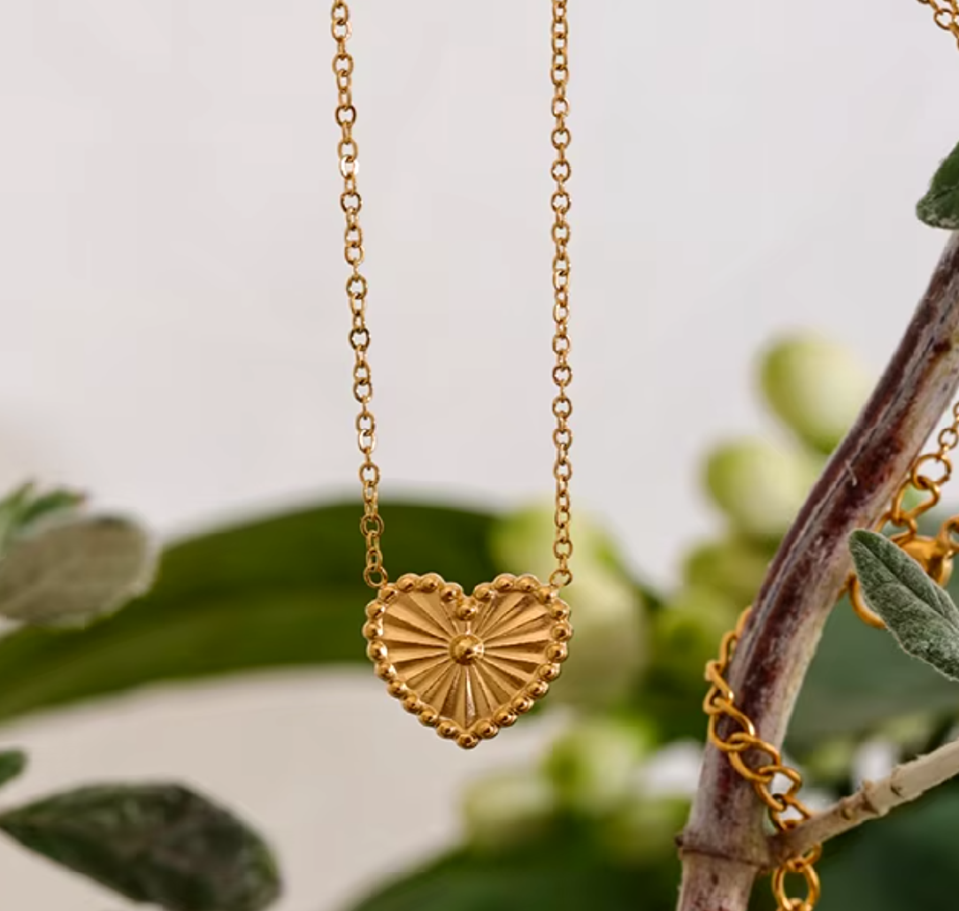 Andrea Mother of Pearl Heart Necklace / 18K Gold Plated - Nina Kane Jewellery