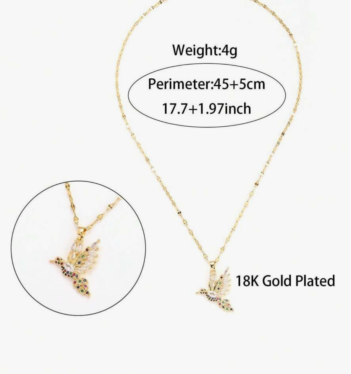 The Crystal Sparrow Neclace / 18K Gold Plated - Nina Kane Jewellery