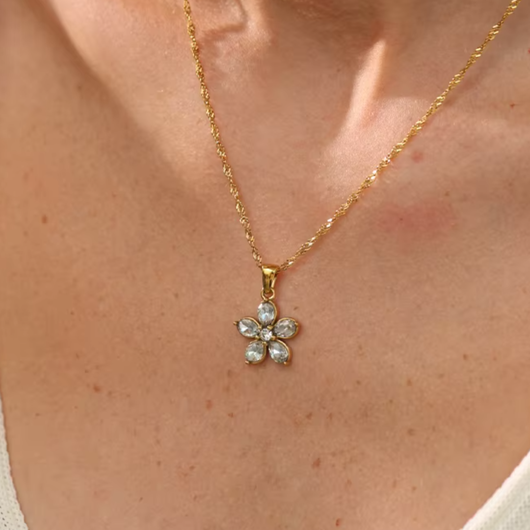 The Crystal Bloom Necklace / 18K Gold Plated - Nina Kane Jewellery