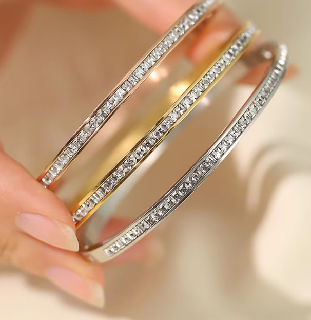 Carmella Diamond Bangles / 18K Gold Plated - Nina Kane Jewellery