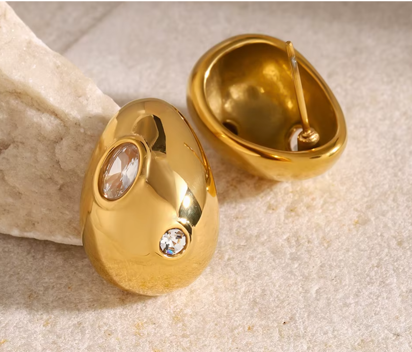 Willow Waterdrop Stud Earrings / 18K Gold Plated - Nina Kane Jewellery