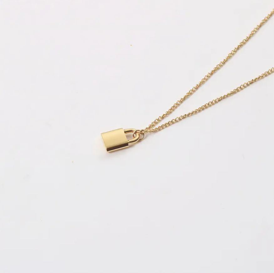 Willa Padlock Necklace / 18K Gold Plated - Nina Kane Jewellery