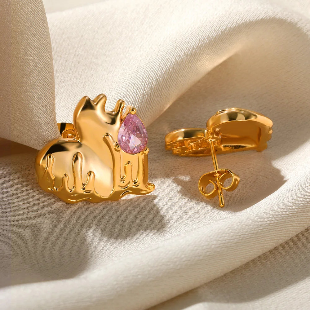 Augusta Melting Heart Earrings / Stainless Steel - Nina Kane Jewellery