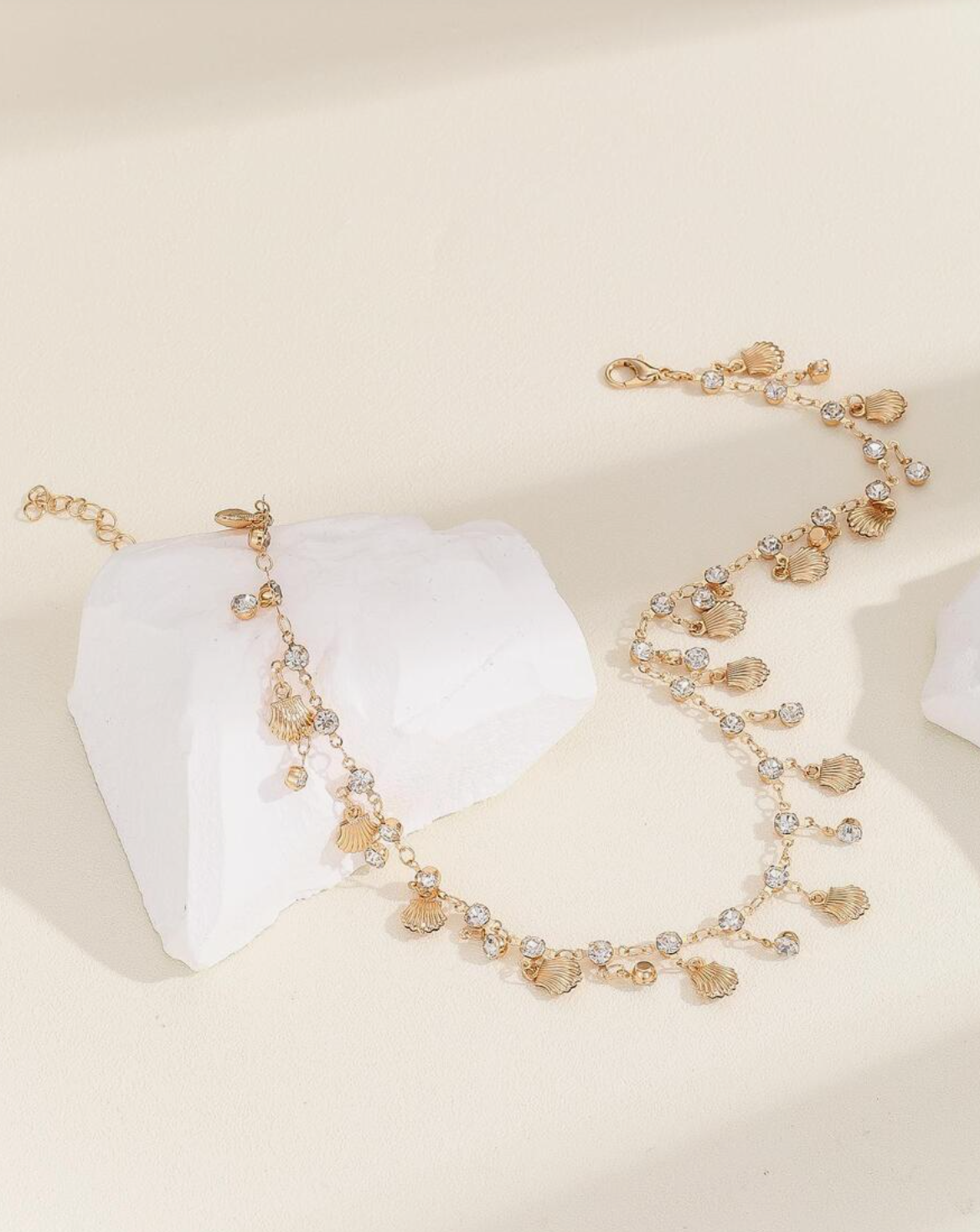 Santorini Shell & Diamond Neclace / 18K Gold Plated - Nina Kane Jewellery