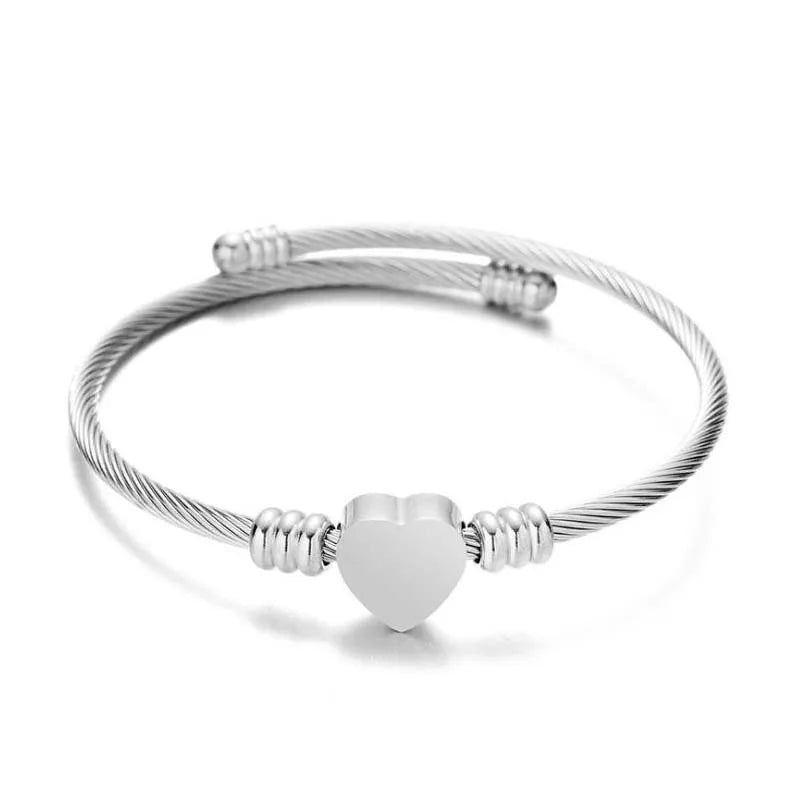 Teresa Adjustable Heart Bracelet / Stainless Steel - Nina Kane Jewellery