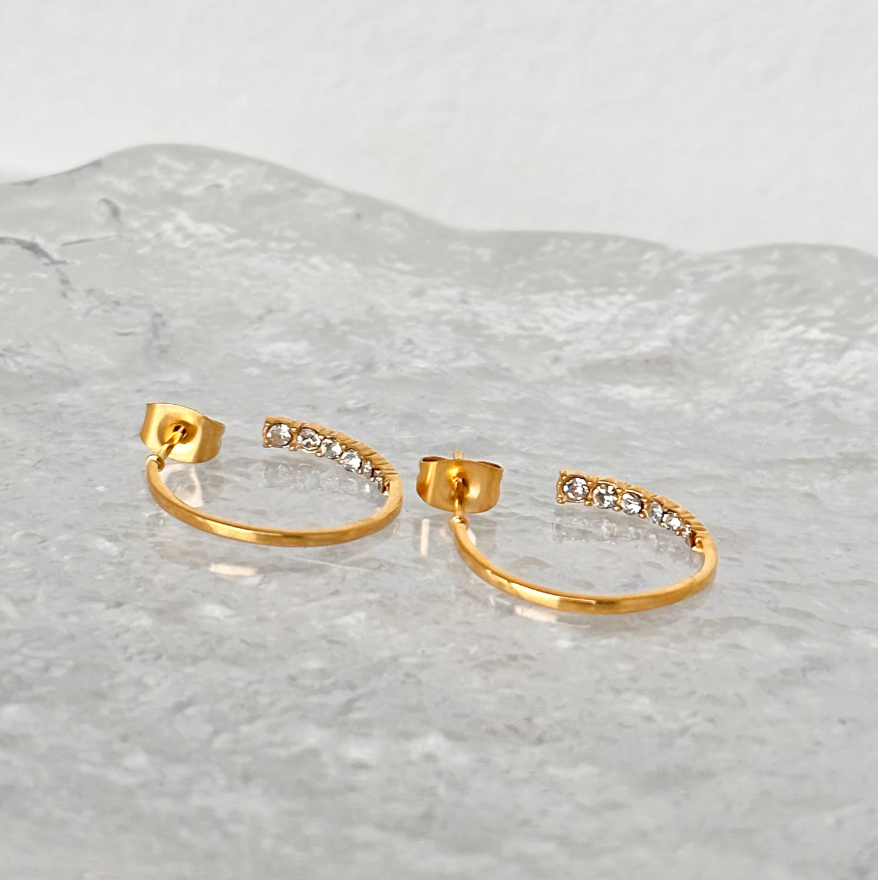 Gemma Pave Zircon Diamond Hoops / 18K Gold Plated - Nina Kane Jewellery