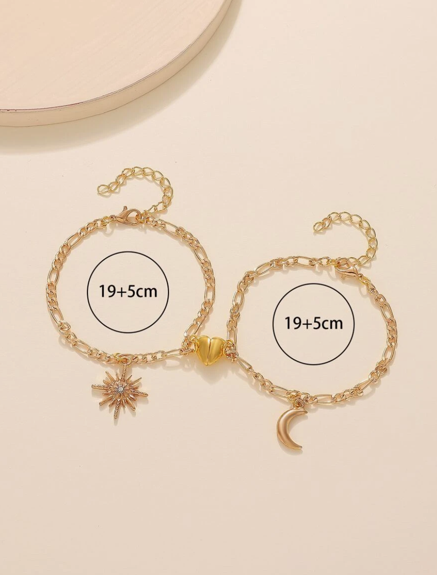 Sun & Moon Friendship Bracelets / 14K Gold Plated - Nina Kane Jewellery