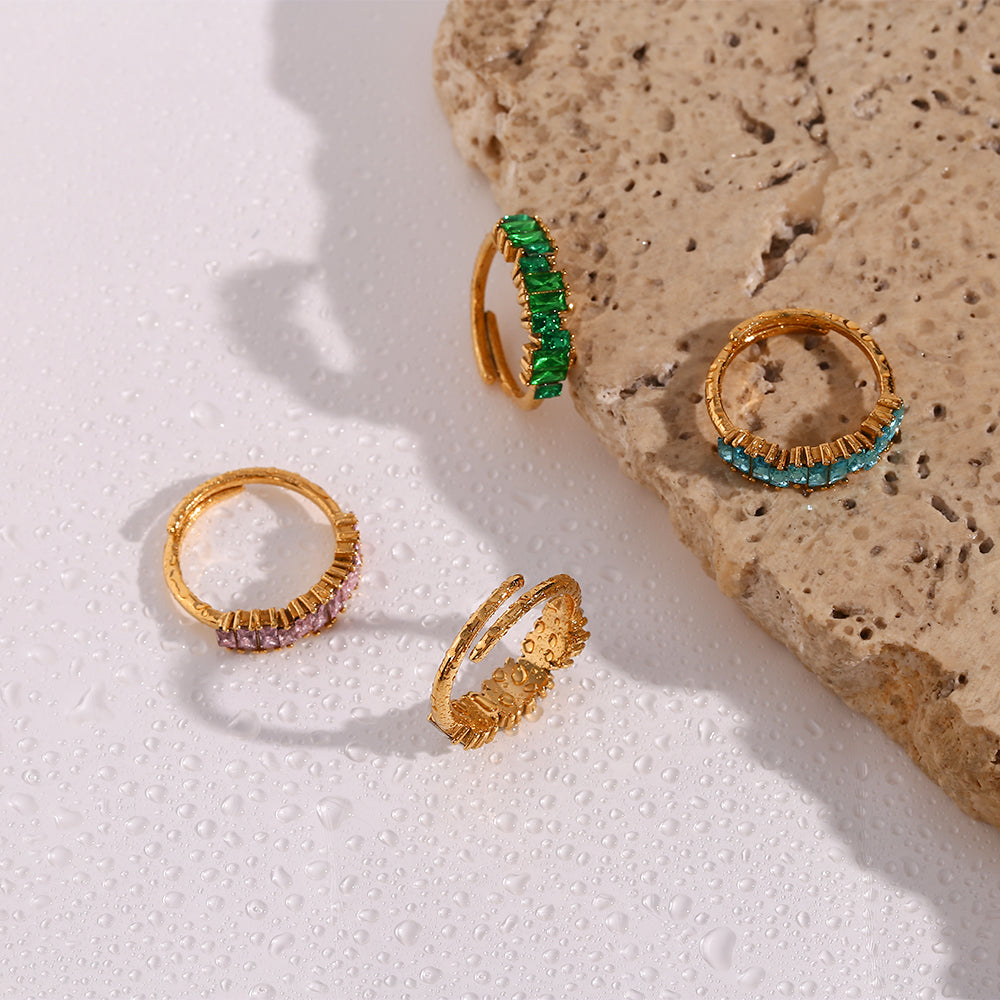 Sheridan Baguette Zircon Rings / Stainless Steel