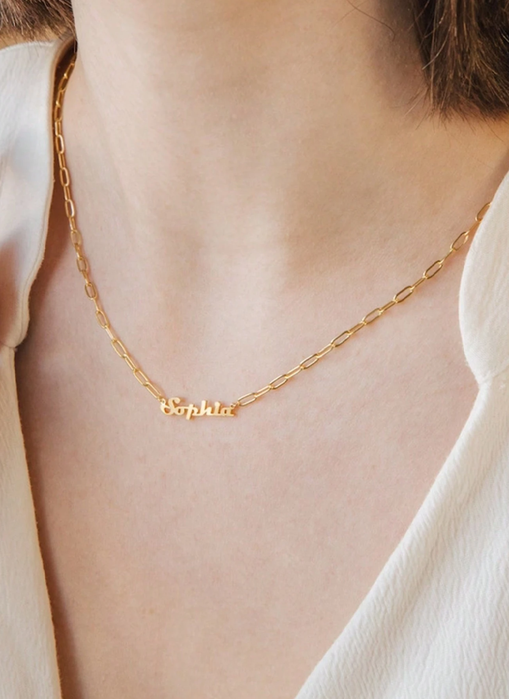 Ingrid Paperclip Chain Personalised Necklace / 18K Gold Plated - Nina Kane Jewellery