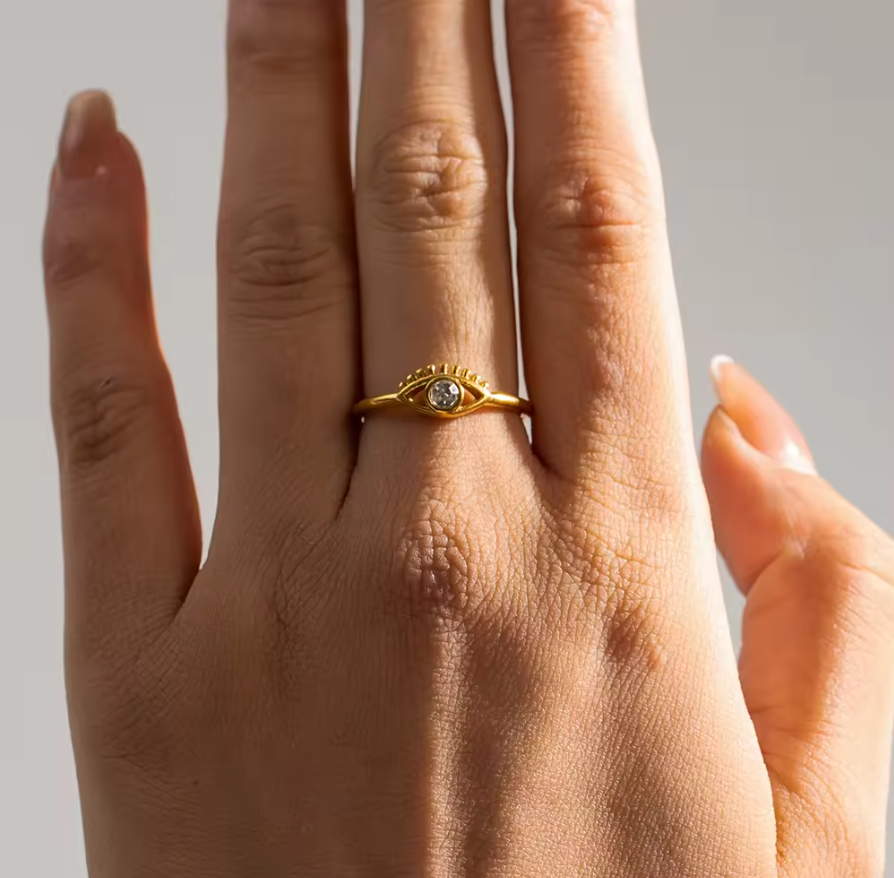 Felicia Evil Eye Ring / 18K Gold Plated - Nina Kane Jewellery