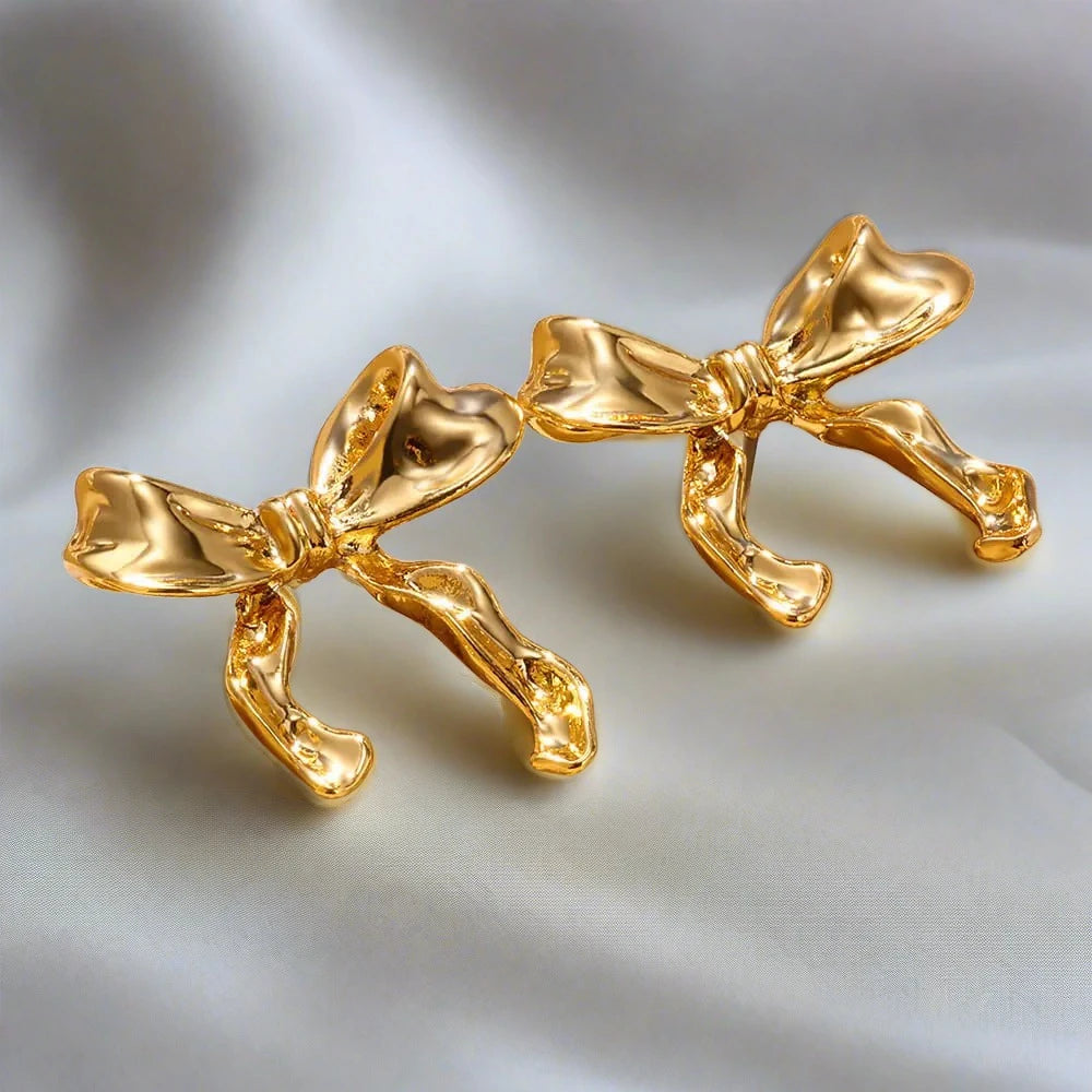 Amy Bow Earrings / Stainless Steel - Nina Kane Jewellery