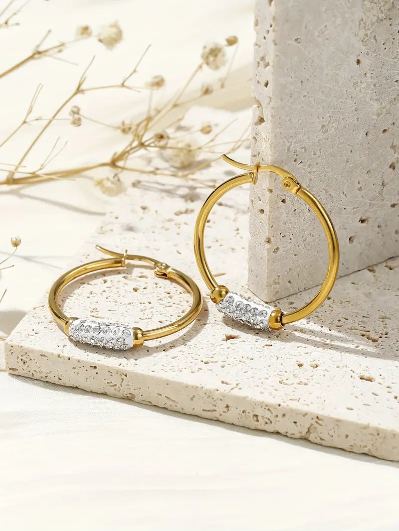 Madison Crystal Zircon Hoops / Stainless Steel - Nina Kane Jewellery
