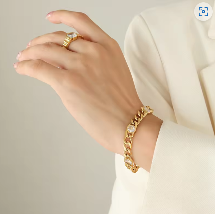 Madeira Chunky Cuban Bracelet / 18K Gold Plated - Nina Kane Jewellery