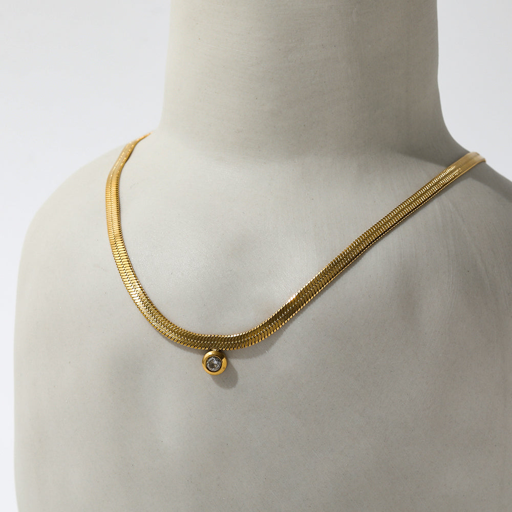 Ilaria Snake Chain Diamond Necklace / 18K Gold Plated