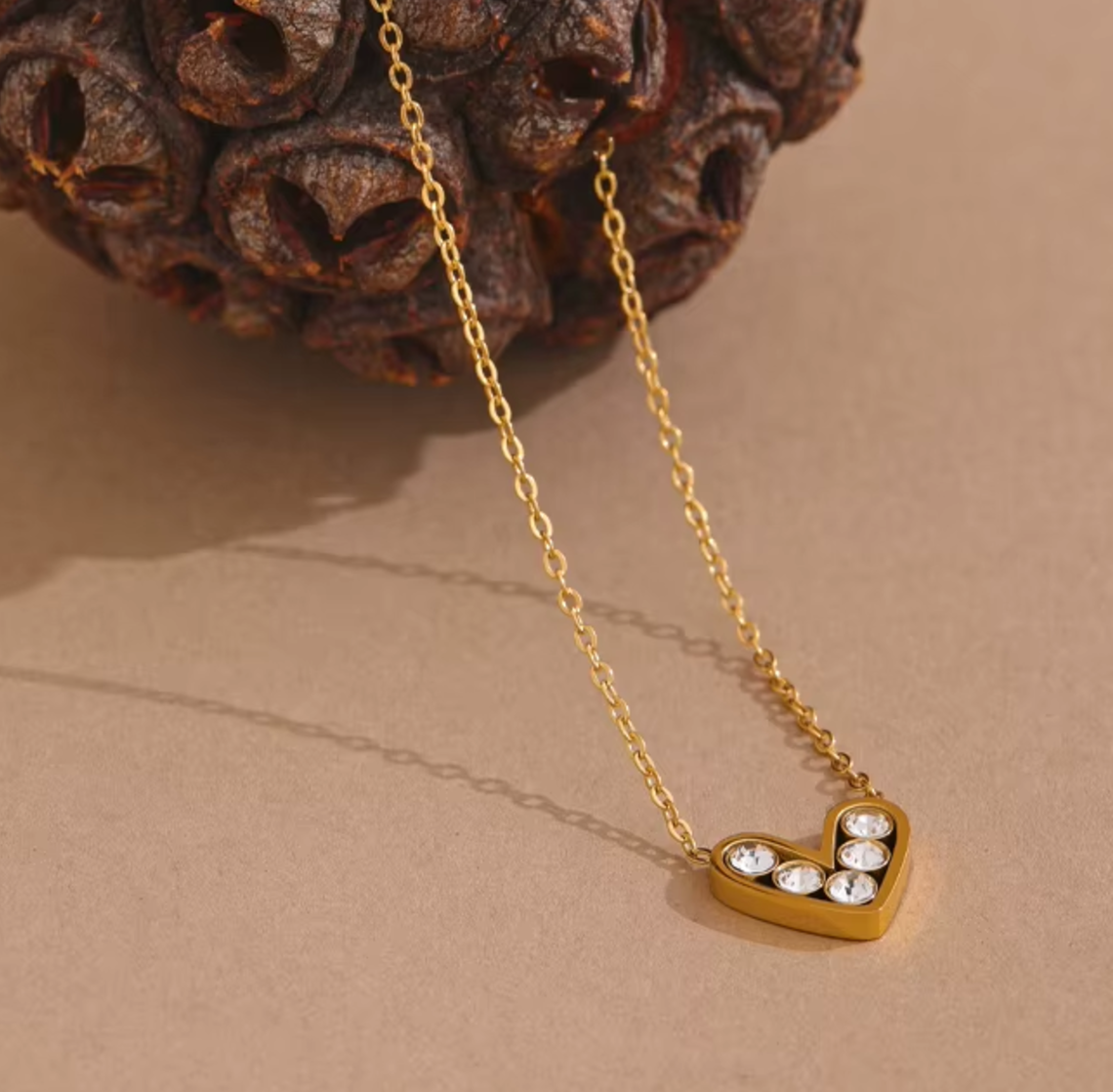 Ermina Heart Crystal Necklace /18K Gold Plated - Nina Kane Jewellery