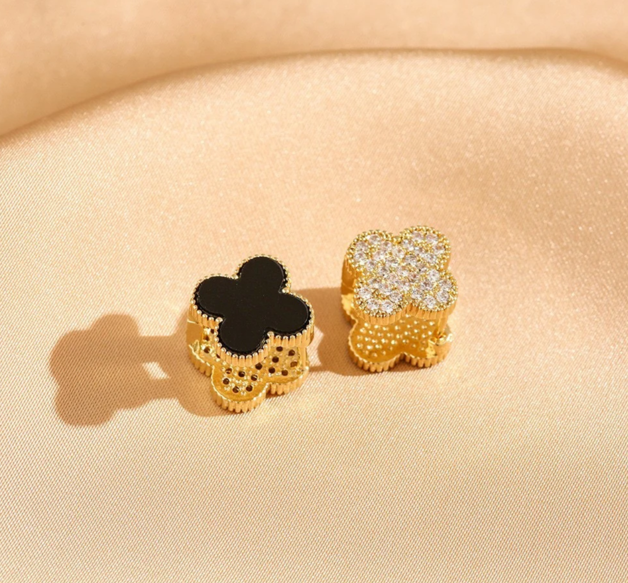 Astoria Double Sided Clover Earrings / 18K Gold Plated - Nina Kane Jewellery