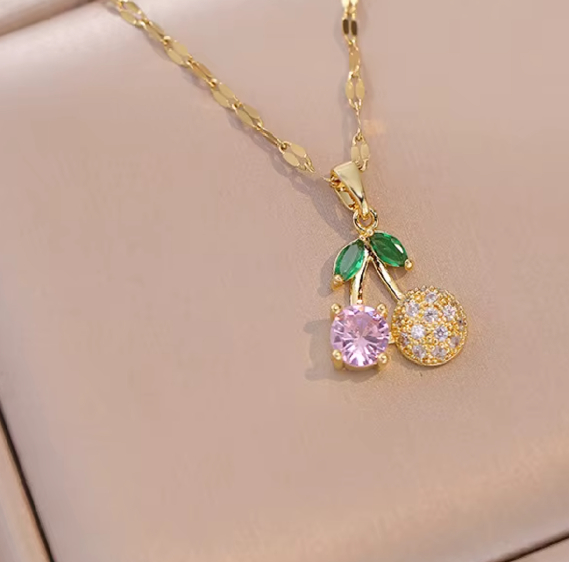 Claudia Cherrry Drop Necklaces / 18K Gold Plated - Nina Kane Jewellery