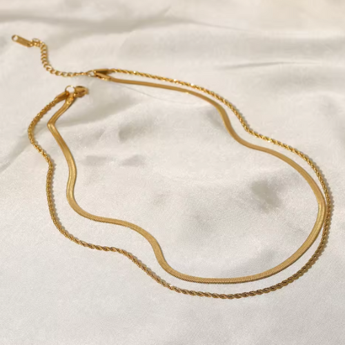 Emma Double Layered Necklace – 18K Gold Plated - Nina Kane Jewellery