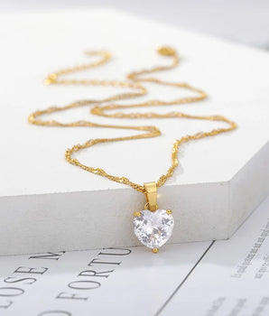 Michelle Zircon Heart Pendants / Stainless steel - Nina Kane Jewellery