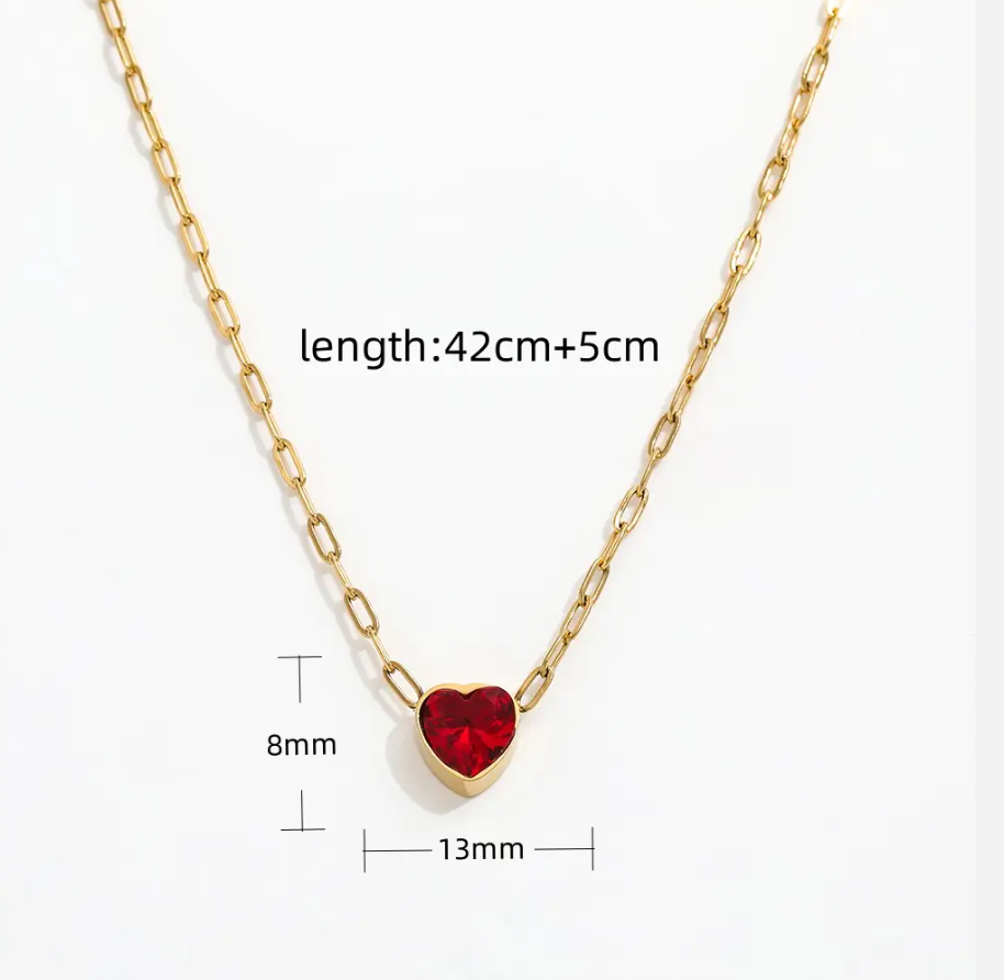 Katia Red Heart Pendant / 18K Gold Plated - Nina Kane Jewellery