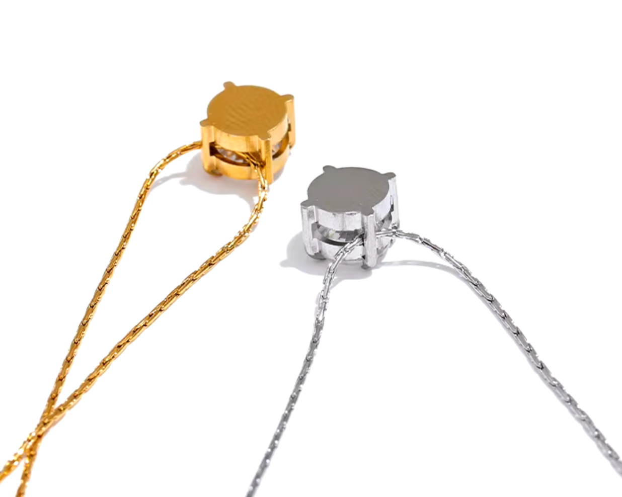 Dainty Solitaire Gemstone Necklace / 18K Gold Plated - Nina Kane Jewellery