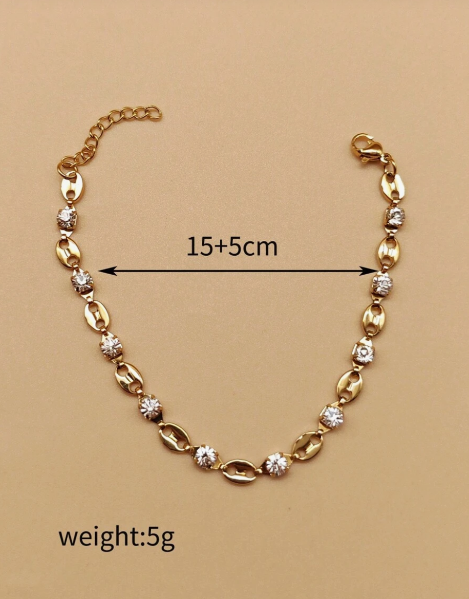 Sonia Coffee Bean Bracelet / 18K Gold Plated - Nina Kane Jewellery