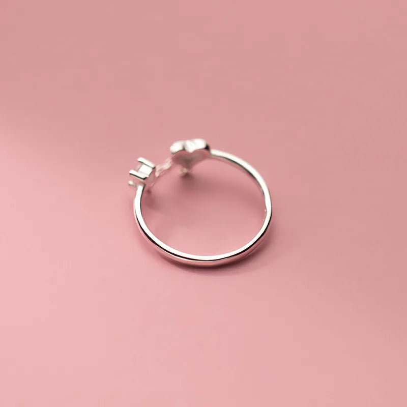Christina Heart Chain Ring / Stainless Steel - Nina Kane Jewellery