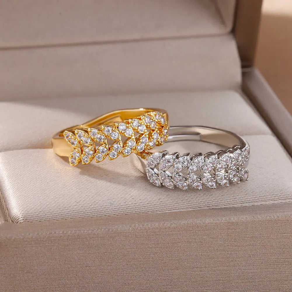 Evana Wheat Spike Rings / Stainless Steel - Nina Kane Jewellery