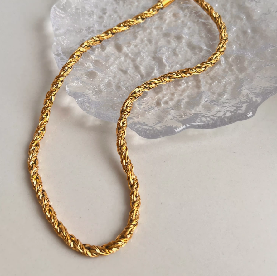 Steph Braided Rope Chain / 18K Gold Plated - Nina Kane Jewellery