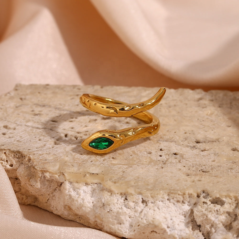 Stacey Zircon Diamond Snake Rings / 18K Gold Plated