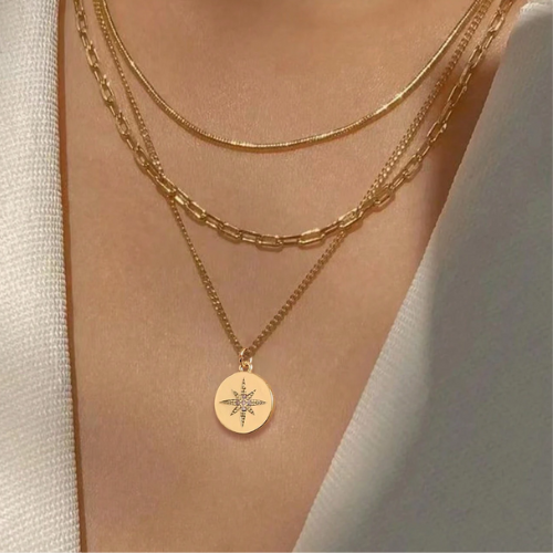 The Giselle Layered Necklace / 18K Gold Plated - Nina Kane Jewellery