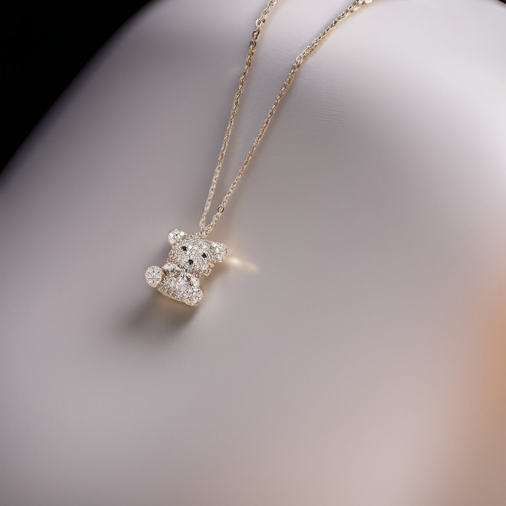 Venice Diamond Teddy Bear Pendants / Stainless Steel - Nina Kane Jewellery