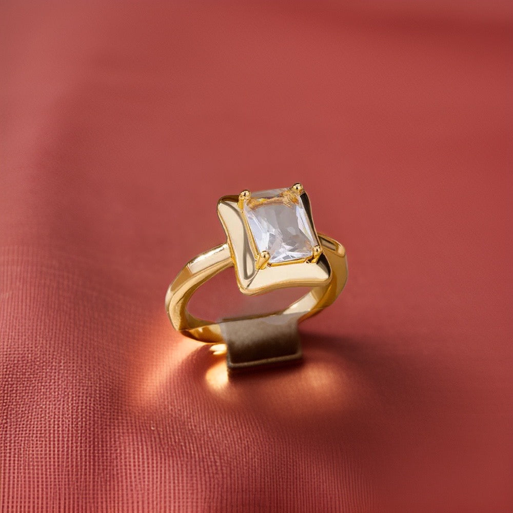 Emily Square Zircon Rings / Stainless Steel - Nina Kane Jewellery