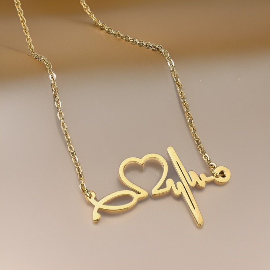 Hannah Heartbeat Necklace / Stainless steel - Nina Kane Jewellery
