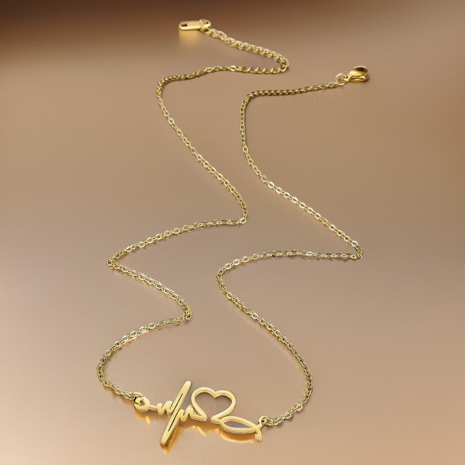 Hannah Heartbeat Necklace / Stainless steel - Nina Kane Jewellery