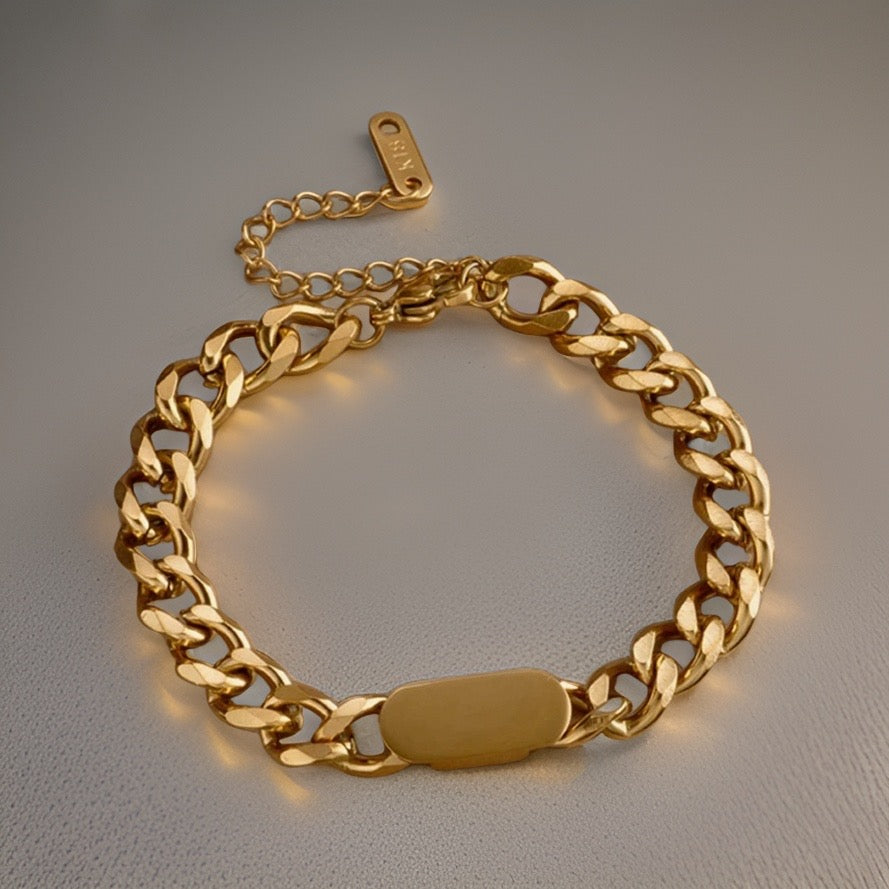 Nivi Chunky Cuban Bracelet / 18K Gold Plated - Nina Kane Jewellery