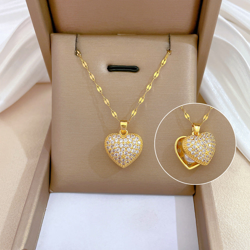 Cora Heart Pearl Necklace / Stainless Steel