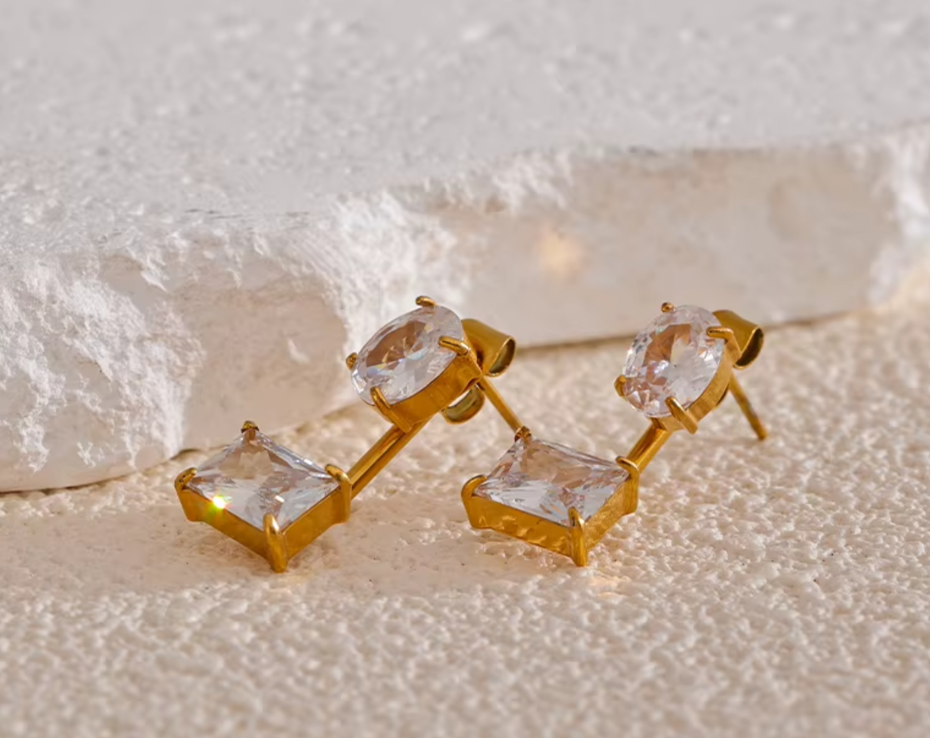 Christa Cubic Zirconia Earrings / 18K Gold Plated - Nina Kane Jewellery
