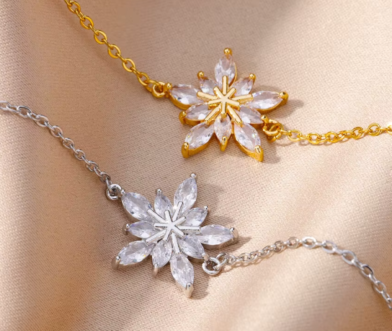 Lyra Crystal Flower Bracelets / 18K Gold Plated - Nina Kane Jewellery