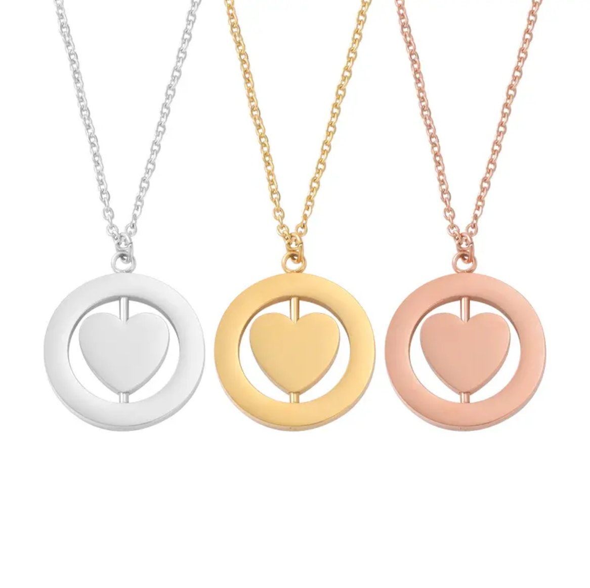 Ellie Rotating Heart Personalised Necklaces / 18K Gold Plated - Nina Kane Jewellery