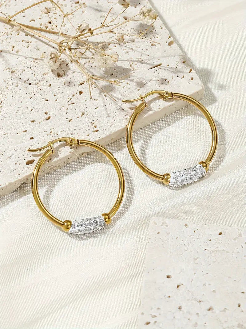 Madison Crystal Zircon Hoops / Stainless Steel - Nina Kane Jewellery