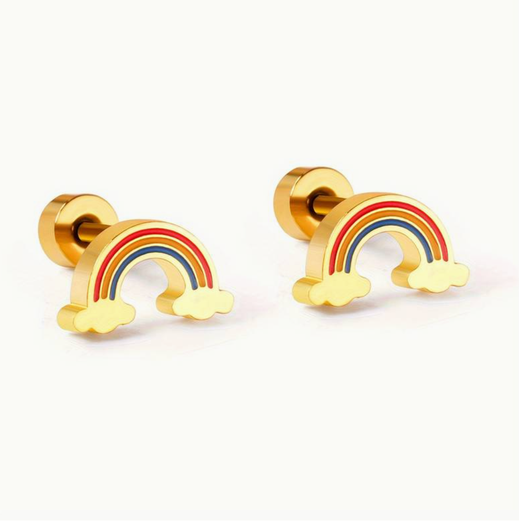 Niesha Rainbow Screw Studs / Stainless Steel - Nina Kane Jewellery