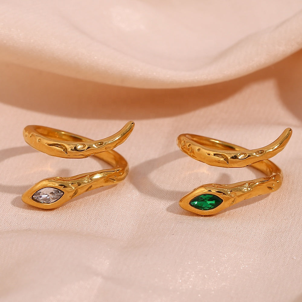 Stacey Zircon Diamond Snake Rings / 18K Gold Plated