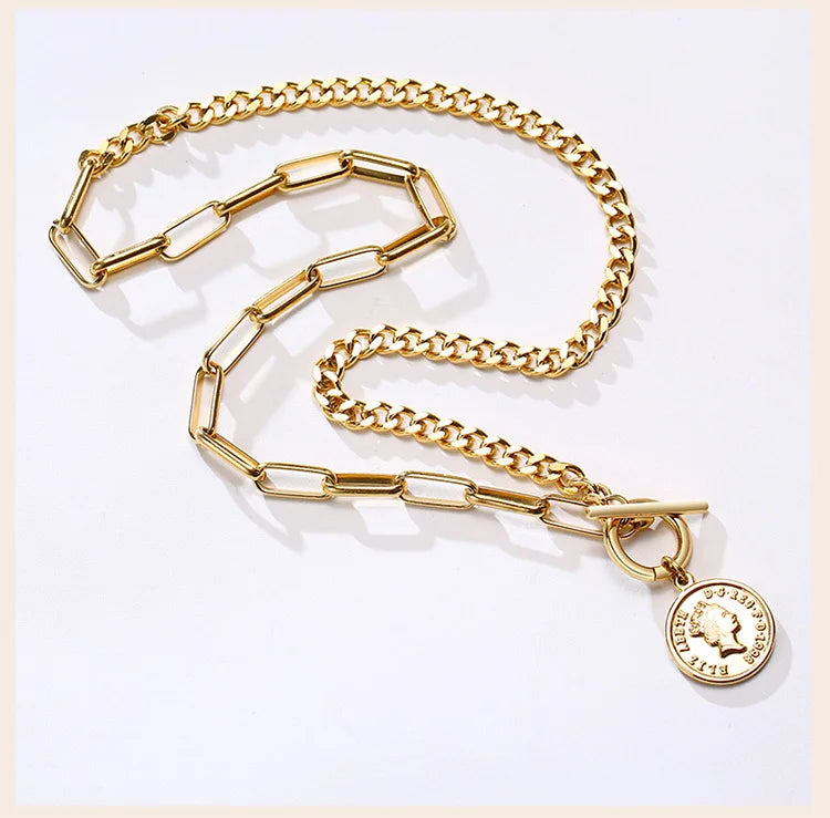 Bethany Coin Charm Necklace / 18K Gold Plated - Nina Kane Jewellery