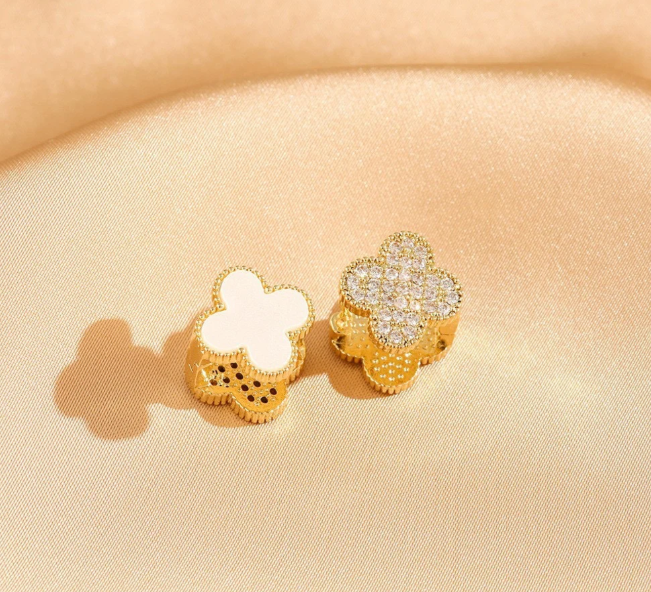 Astoria Double Sided Clover Earrings / 18K Gold Plated - Nina Kane Jewellery