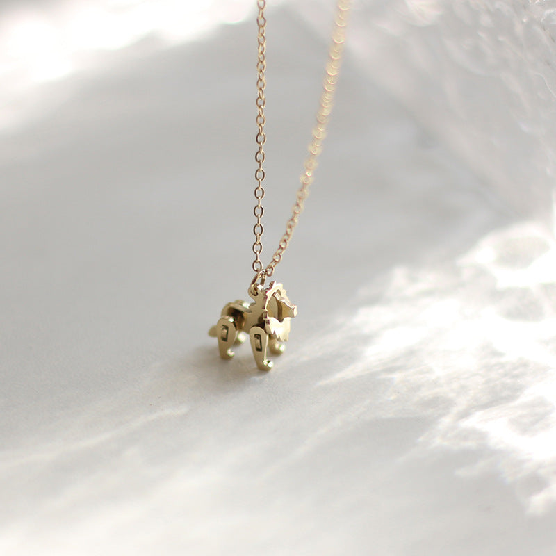 Jocelyn Golden 3D Lion Necklace / Titanium Steel