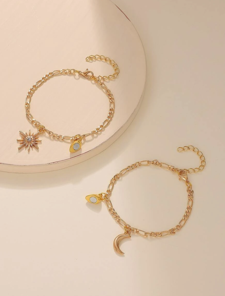 Sun & Moon Friendship Bracelets / 14K Gold Plated - Nina Kane Jewellery